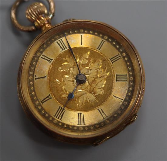 A ladys continental 18k fob watch, with Roman dial.